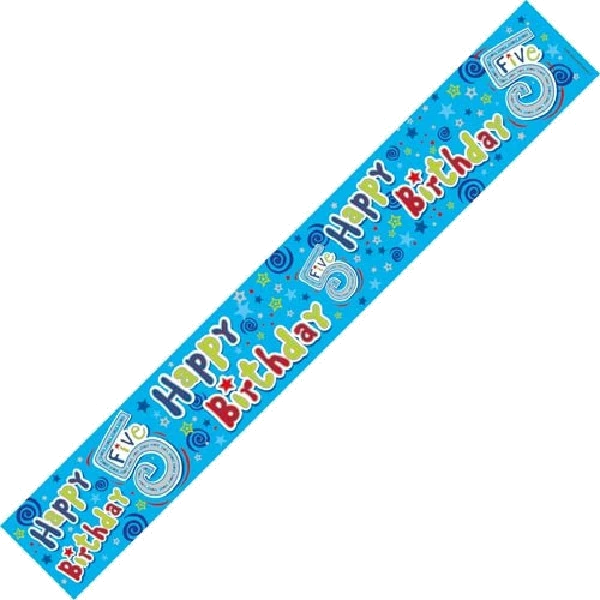 5TH BIRTHDAY BOY HOLO 9FT BANNER