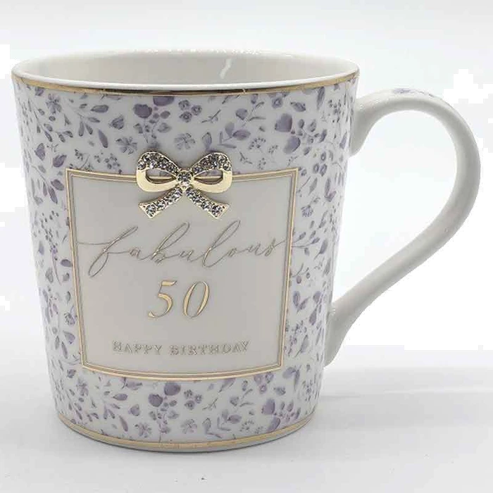 Happy 50th Violet Floral Fabulous Mug