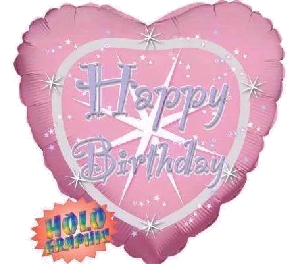 18In Happy Bday Heart Foil Balloon