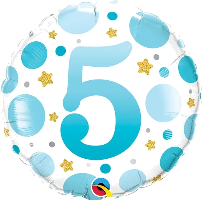 18In Age 5 Blue Dots Foil Balloon