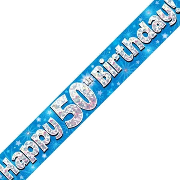 9FT 50TH BIRTHDAY BLUE BANNER