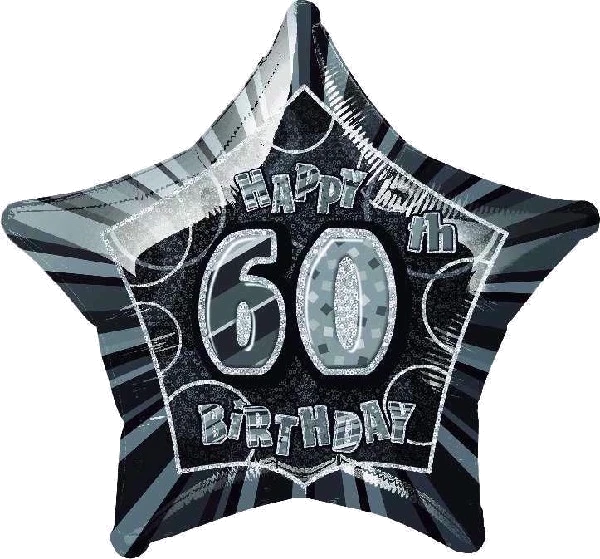 BLACK GLITZ 60TH 20IN FOIL BALLOON