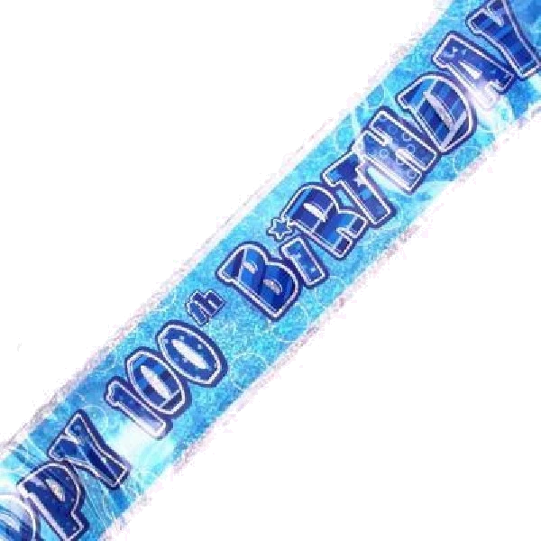 9FT BLUE GLITZ 100TH BANNER