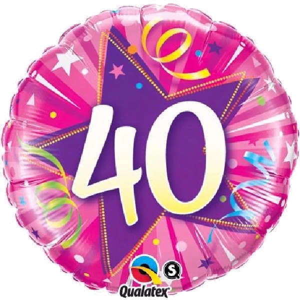 40TH B/DAY PINK 18IN FOIL BALLOON