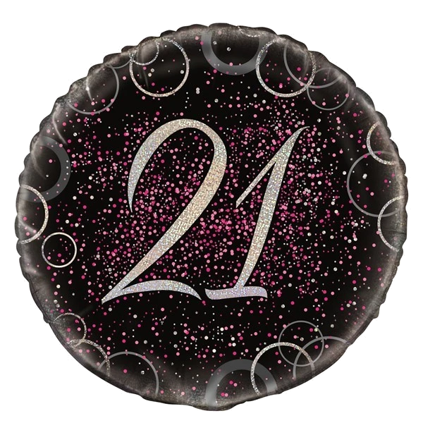 18IN PINK PRISMATIC 21ST FOIL BALLOON