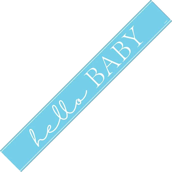9Ft Blue Hello Baby Foil Banner