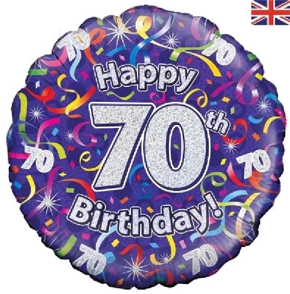 70TH B/DAY STREAMERS HOLO 18IN FOIL