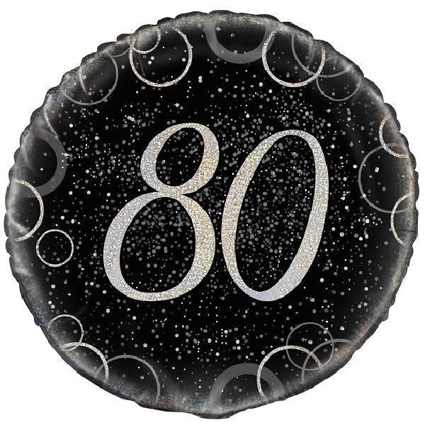 18IN BLACK PRISMATIC 80TH FOIL BALLOON