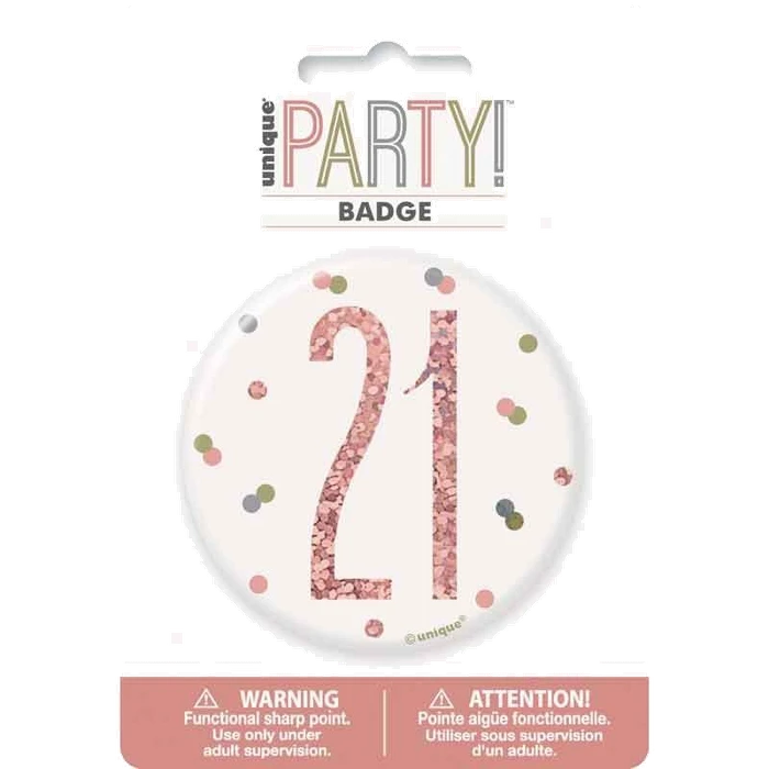 3In Glitz Rose Gold 21 Badge