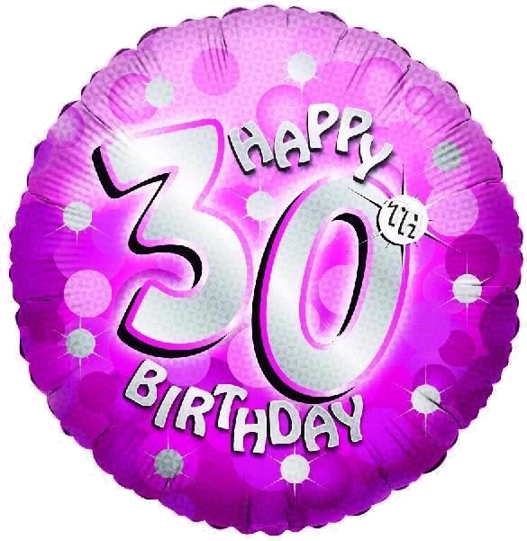 SPARKLE PINK 30TH 18IN FOIL BALLOON
