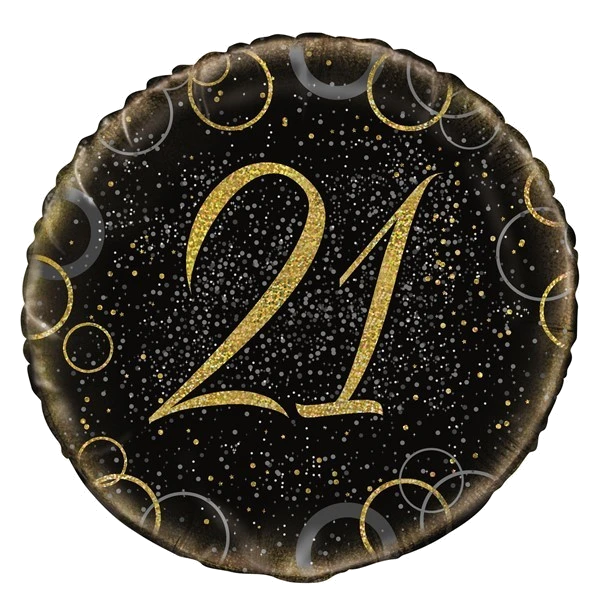 18IN GOLD PRISMATIC 21ST FOIL BALLOON