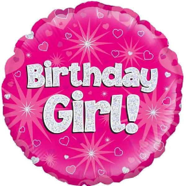 18IN BIRTHDAY GIRL HOLOGRAPHIC FOIL
