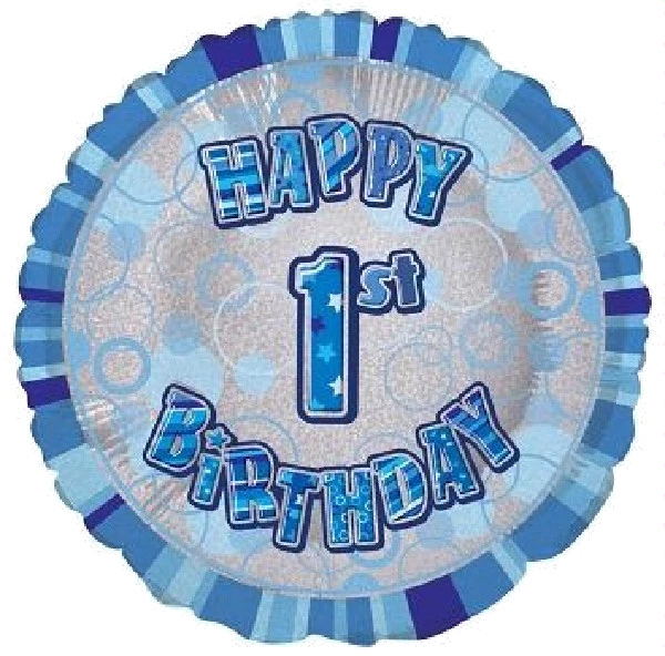 AGE 1 BLUE GLITZ 18IN FOIL BALLOON