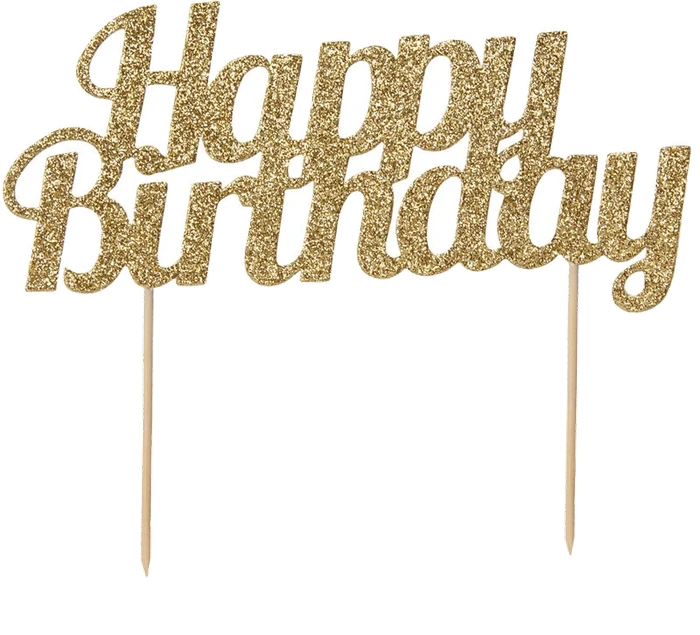 Glitter Happy Birthday Cake Topper Gold