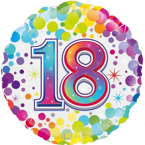 18IN COLOURFUL CONFETTI 18TH B/DAY FOIL