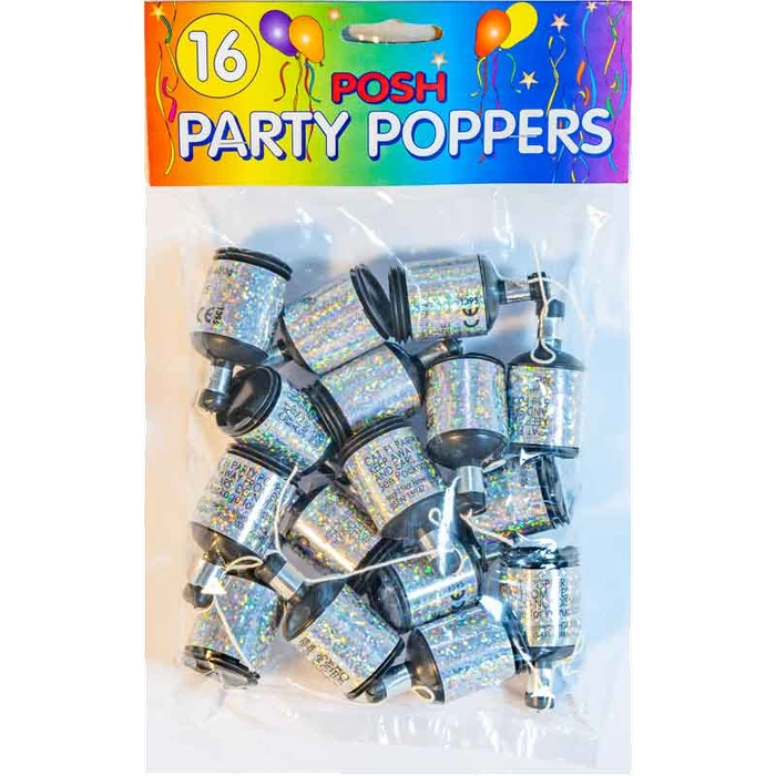 16PK HOLOGRAPHIC SILVER PARTY POPPE