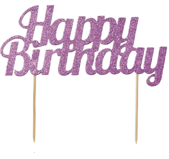 Glitter Happy Birthday Cake Topper Pink