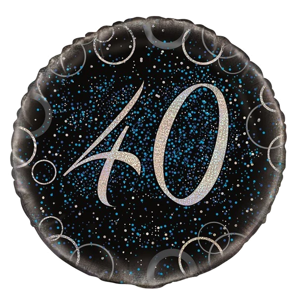 18IN BLUE PRISMATIC 40TH FOIL BALLOON