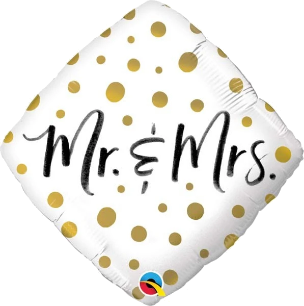 MR. & MRS. GOLD DOTS 18IN FOIL BALLOON