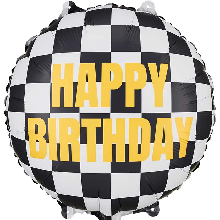 Chequered Flag Happy Birthday Foil Balloon