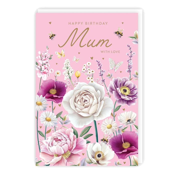 HB - Mum - Roses on pastel pink - Foil/Emb 152x227