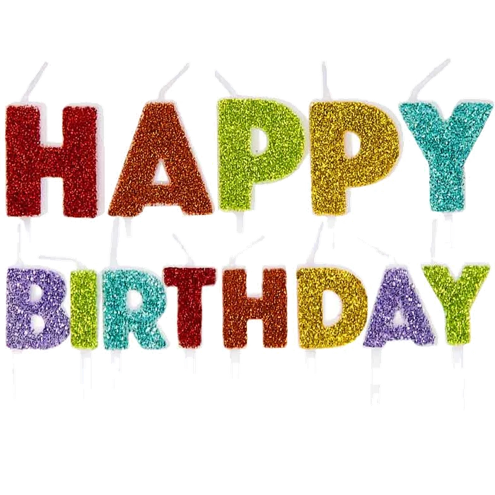 13Pc Rainbow Glitter Happy Birthday Pick Candles