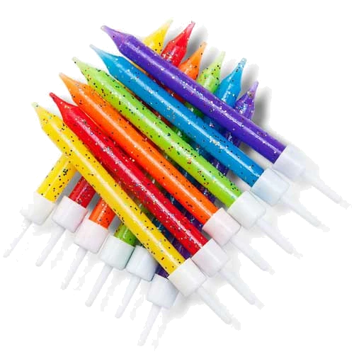 (12) 7.5Cm Rainbow Glitter Candles