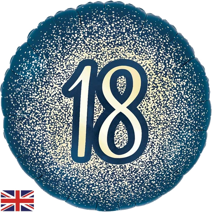18In 18Th Glitter Birthday Navy Gold Foil Balloon