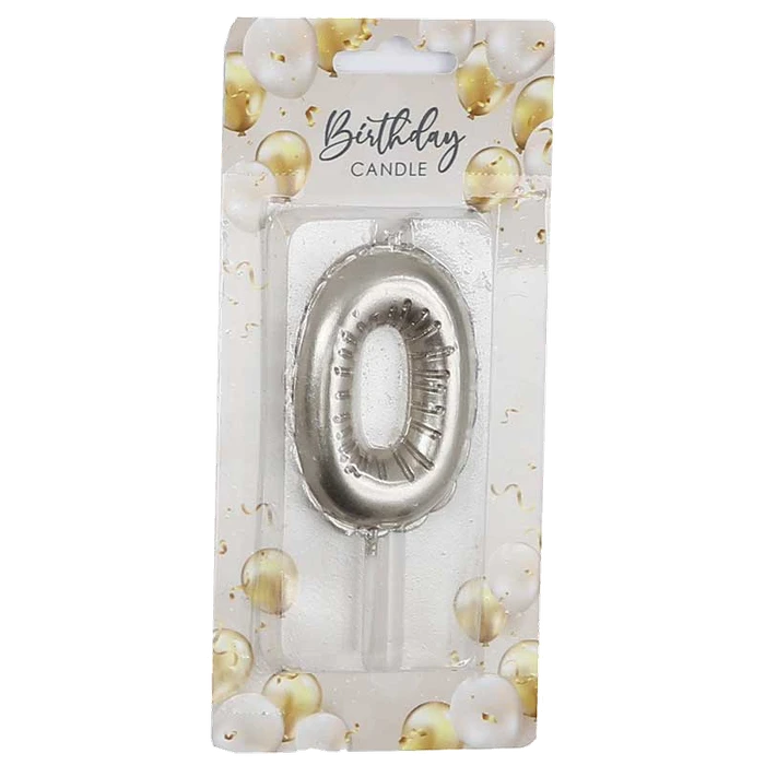6Cm Silver Balloon Shaped Numeral 0 Candle