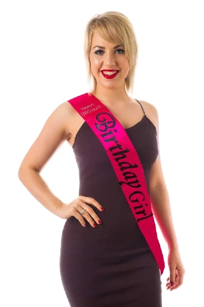Pink Diamante Birthday Girl Sash
