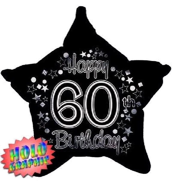 60TH HOLO B/S 22IN FOIL BALLOON
