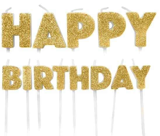 13Pc Gold Glitter Happy Birthday Pick Candles