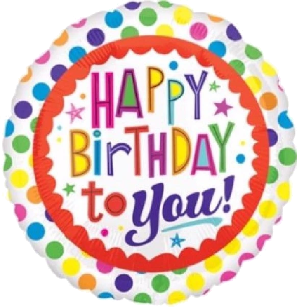18IN B/DAY DOTS FOIL BALLOON