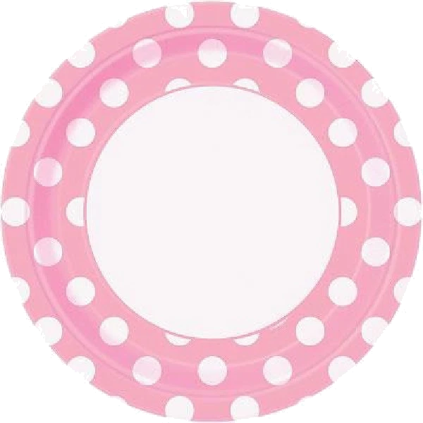 8PK 9IN LOVELY PINK DOTS PLATES