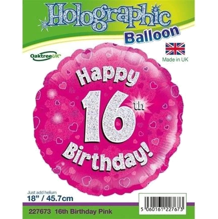 18In 16Th Bday Pink Holo Foil