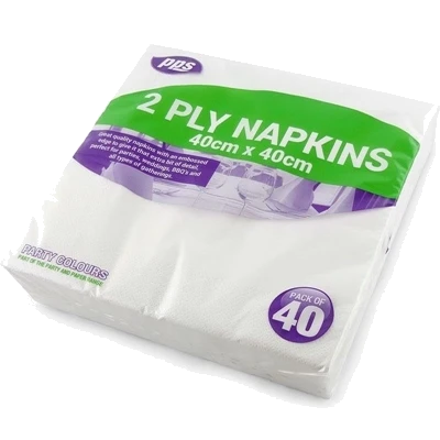 Pps 2Ply 40 Napkins White 40X40Cm