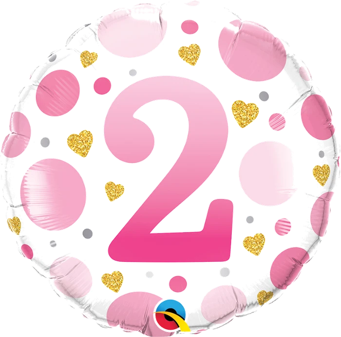 18In Age 2 Pink Dots Foil Balloon