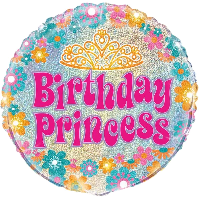 18In Birthday Princess Prism Round Foil Balloon