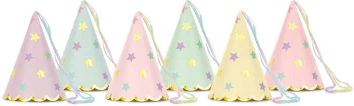 6Pk 14.5Cm Stars Party Hats