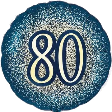 18In 80Th Glitter Birthday Navy Gold Foil Balloon