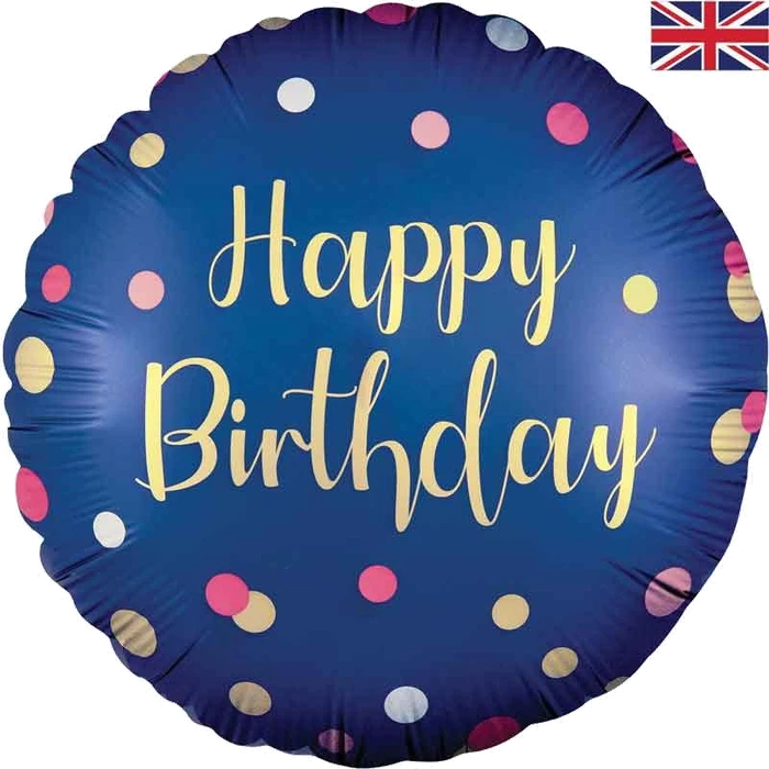 18In Polka Navy Pink Birthday Foil Balloon