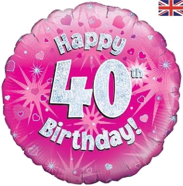 40TH B/DAY PINK HOLO 18IN FOIL