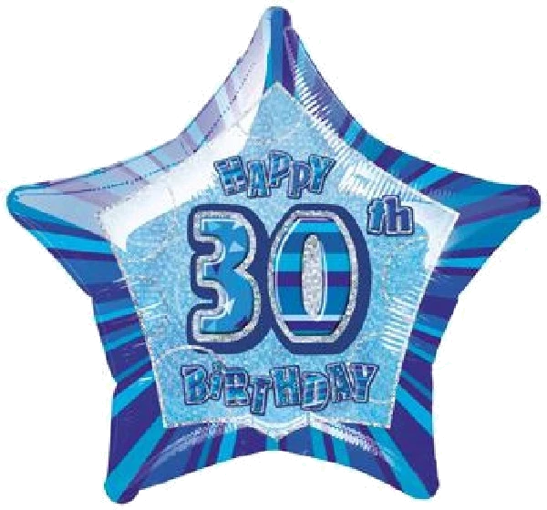 BLUE GLITZ 30TH 20IN FOIL BALLOON