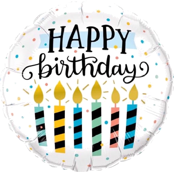 18IN B/DAY CANDLES & DOTS FOIL BALLOON