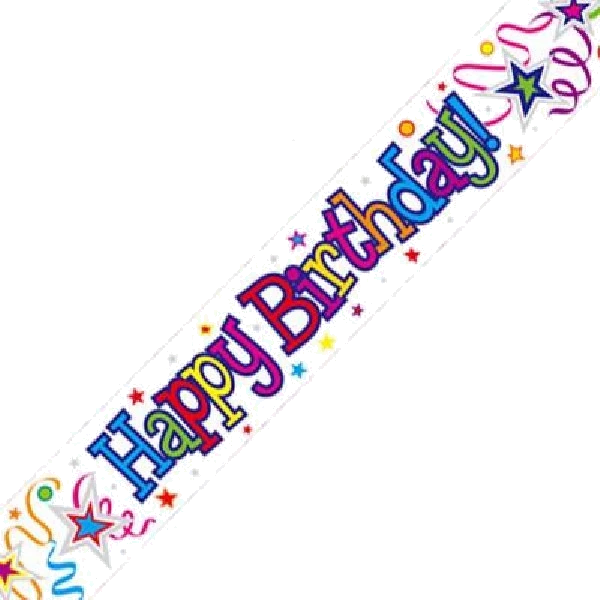 9FT B/DAY RIBBON & STARS BANNER