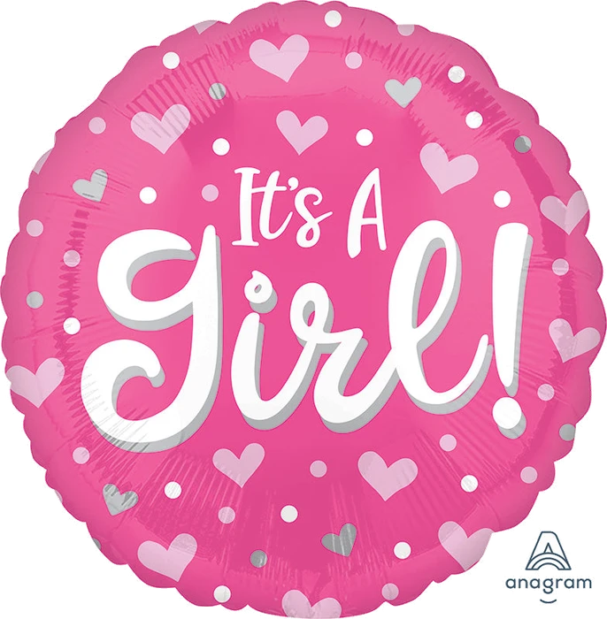 18In ItS A Girl Hearts & Foil Ball