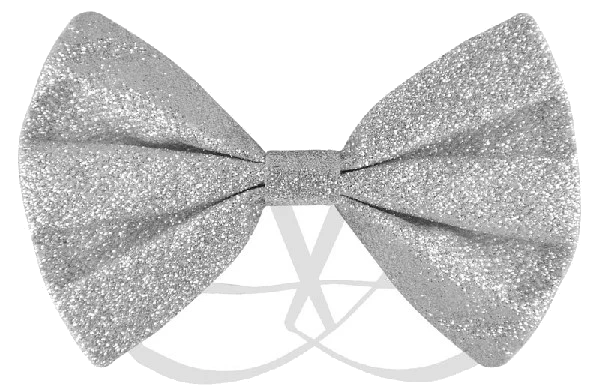 12X7Cm Silver Glitter Bow Ti