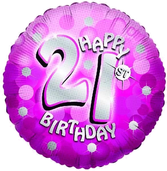SPARKLE PINK 21ST 18IN FOIL BALLOON