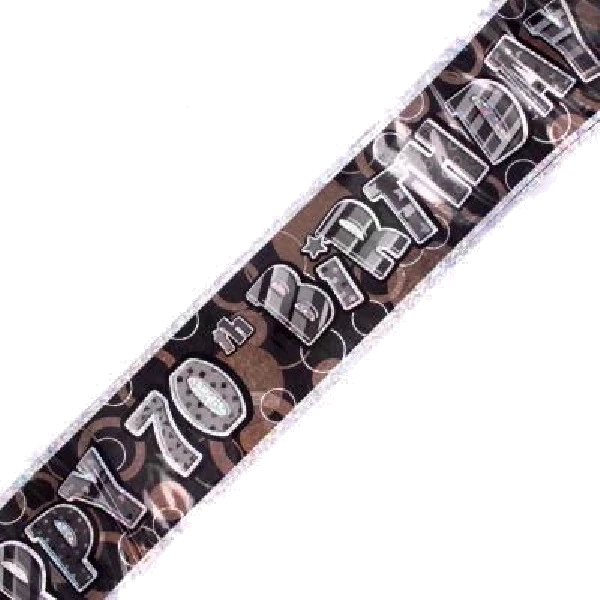 9FT BLACK GLITZ 70TH FOIL BANNER