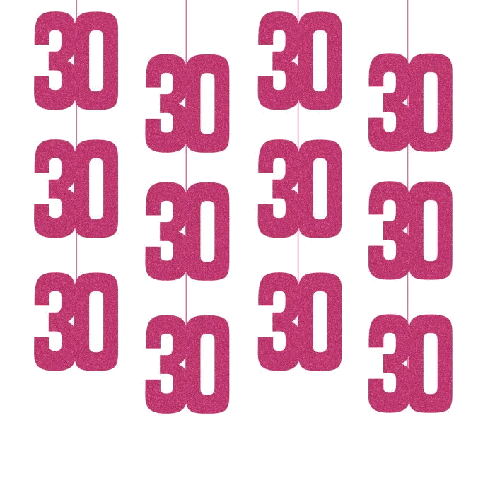 6Pc 5Ft Glitz Pink 30Th Birthd
